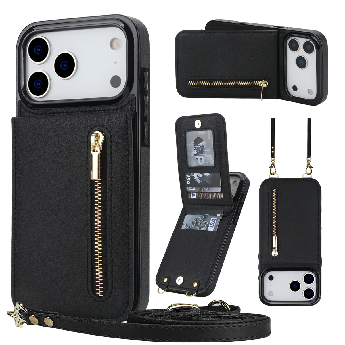 Phone Cases That Hold Cards - Crossbody Zipper Wallet Card Holder Leather