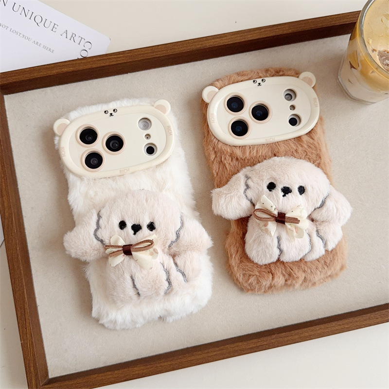 3D Cartoon Bowknot Puppy Warm  - Phone Cases Popular 评论和价格