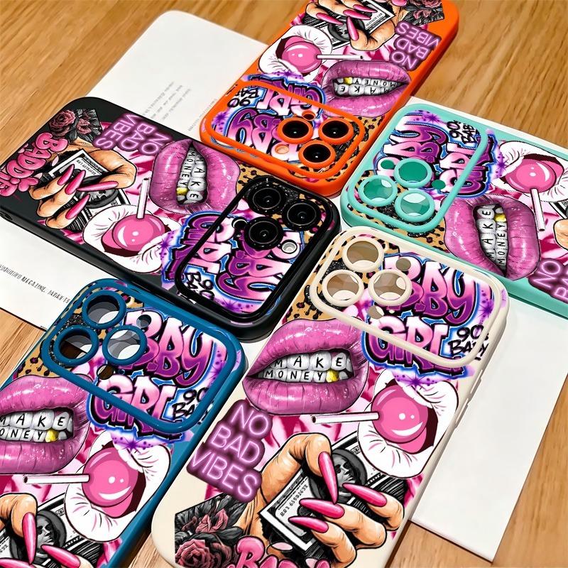 Hip Hop Pink Lips Baby Girl Gr - Phone Cases Popular 评论和价格