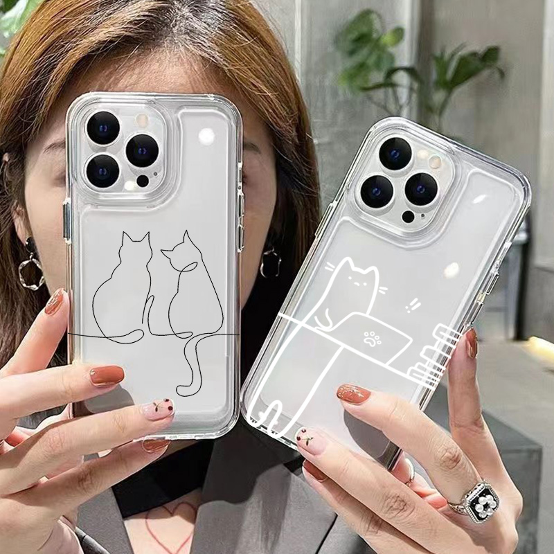 Cute Line Cat Anti-drop Phone  - Phone Cases Drop Proof 评论和价格