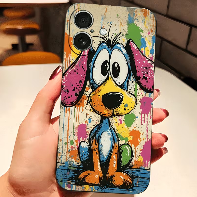 Graffiti Colored Puppy TPU Pho - Phone Cases Online 评论和价格