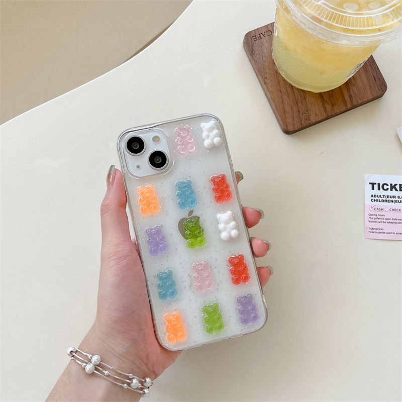Cute 3D Colorful Bear Drop Glu - Phone Cases Drop Proof 评论和价格