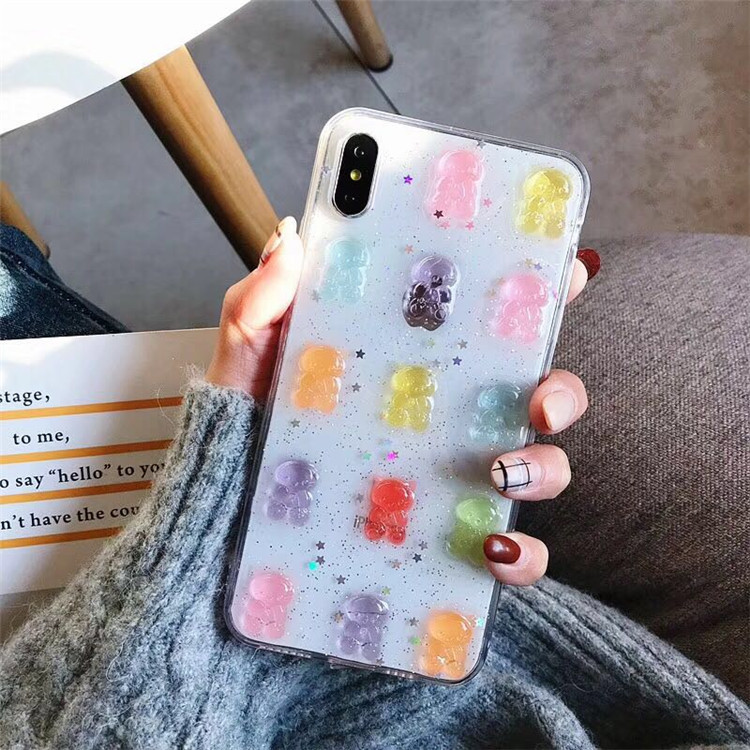 Cute 3D Colorful Bear Drop Glu - Phone Cases Drop Proof 评论和价格