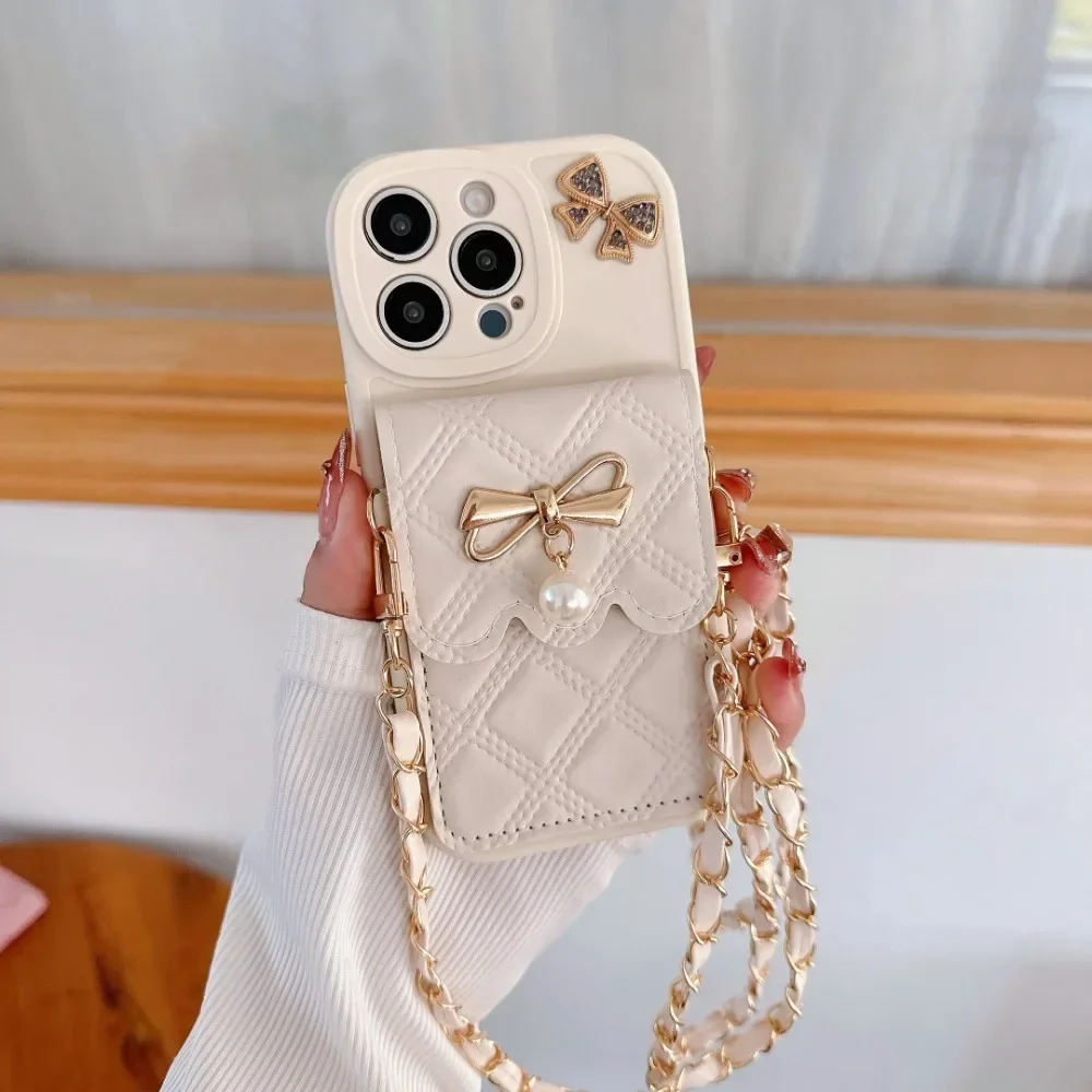 3D Bowknot Crossbody Card Hold - Phone Cases That Hold Cards 评论和价格