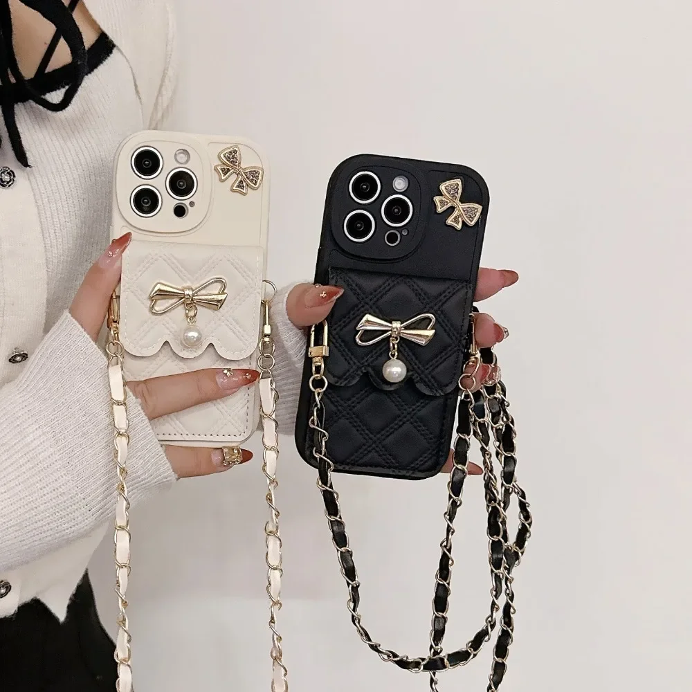 3D Bowknot Crossbody Card Hold - Phone Cases That Hold Cards 评论和价格