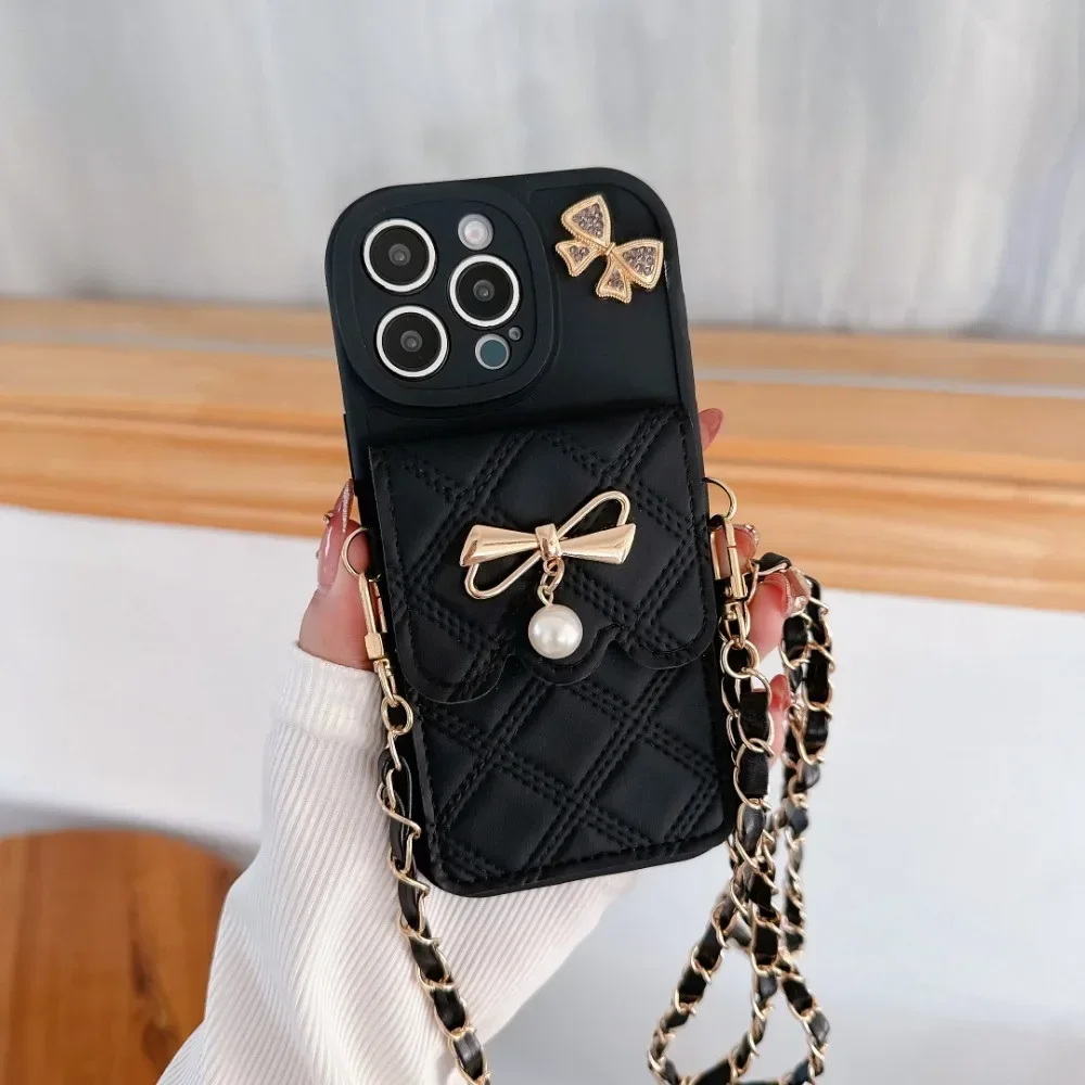 3D Bowknot Crossbody Card Hold - Phone Cases That Hold Cards 评论和价格