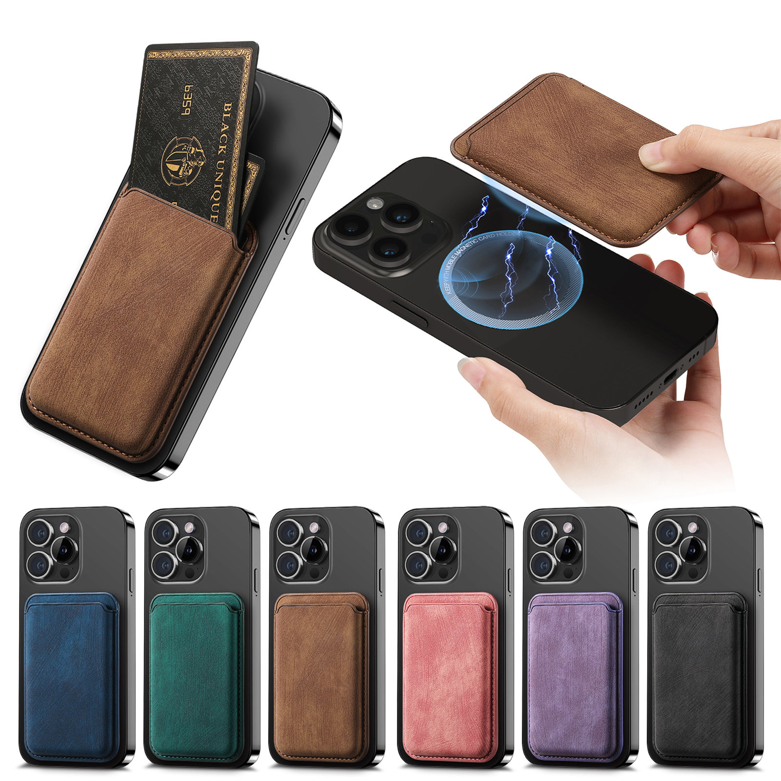 Retro Matte PU Leather Card Ba - Phone Cases That Hold Cards 评论和价格