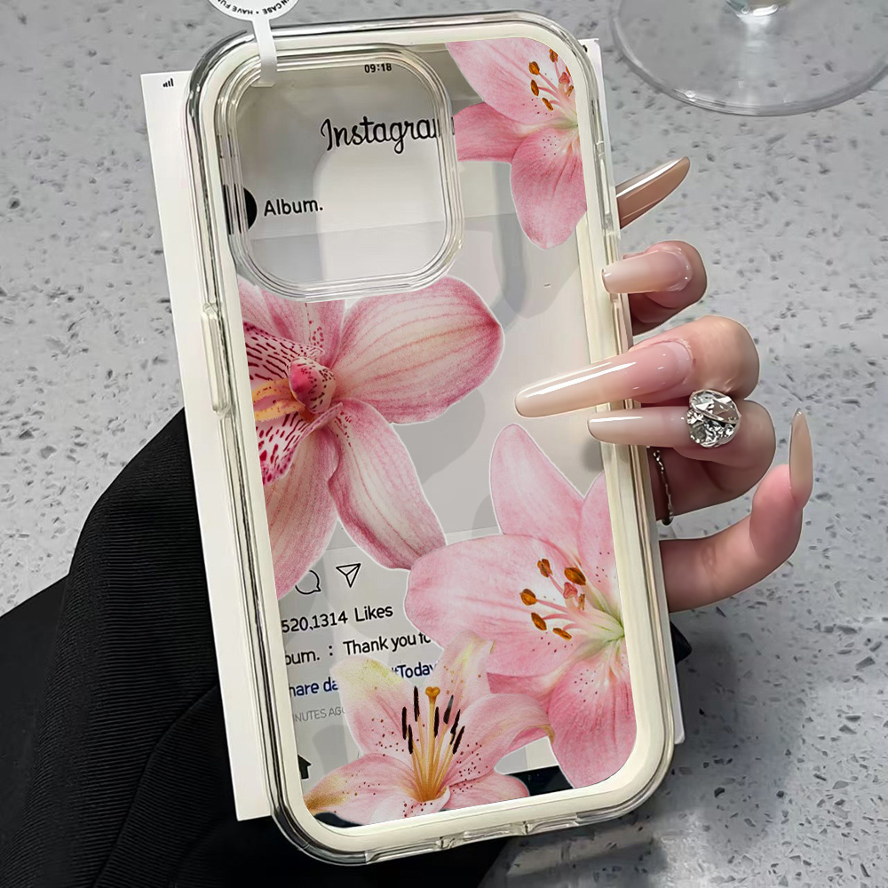 Pink Lily Flower Clear Phone C - Phone Cases Online 评论和价格