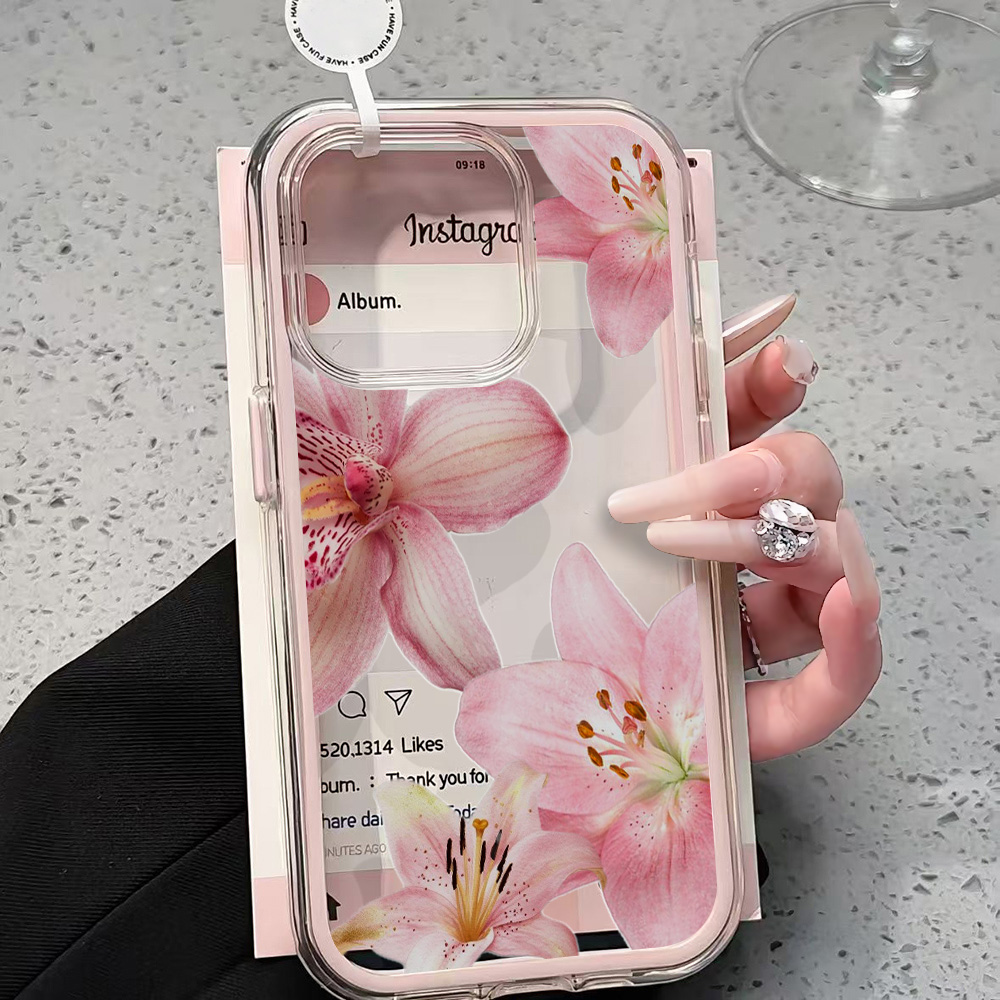 Pink Lily Flower Clear Phone C - Phone Cases Online 评论和价格