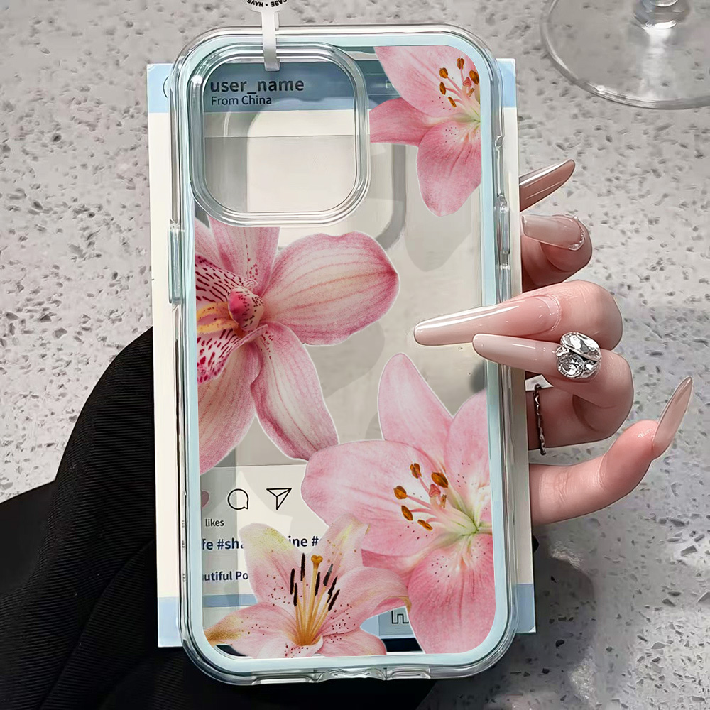 Pink Lily Flower Clear Phone C - Phone Cases Online 评论和价格