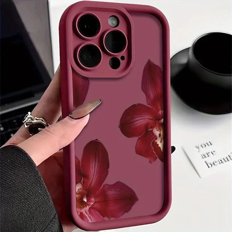 Wine Red Orchid Flower Pattern - Phone Cases Online 评论和价格