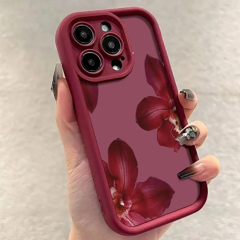 Wine Red Orchid Flower Pattern - Phone Cases Online 评论和价格